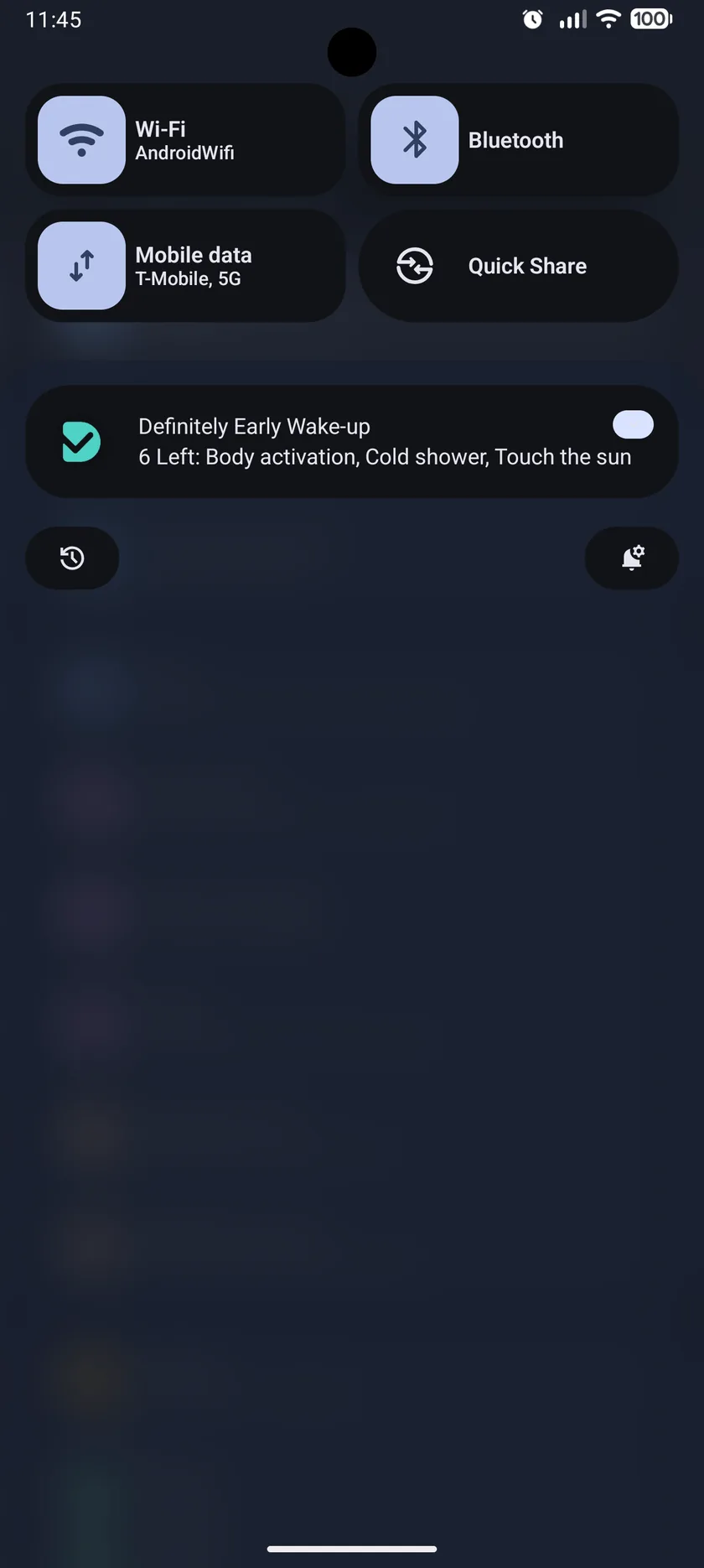 Diril notification summary with the remaining tasks on one line